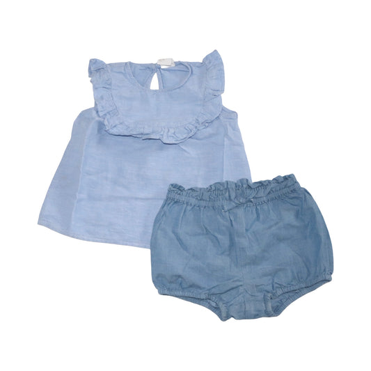 Linne Blus & Shorts Set frän H&M - Storlek 80 - Blå