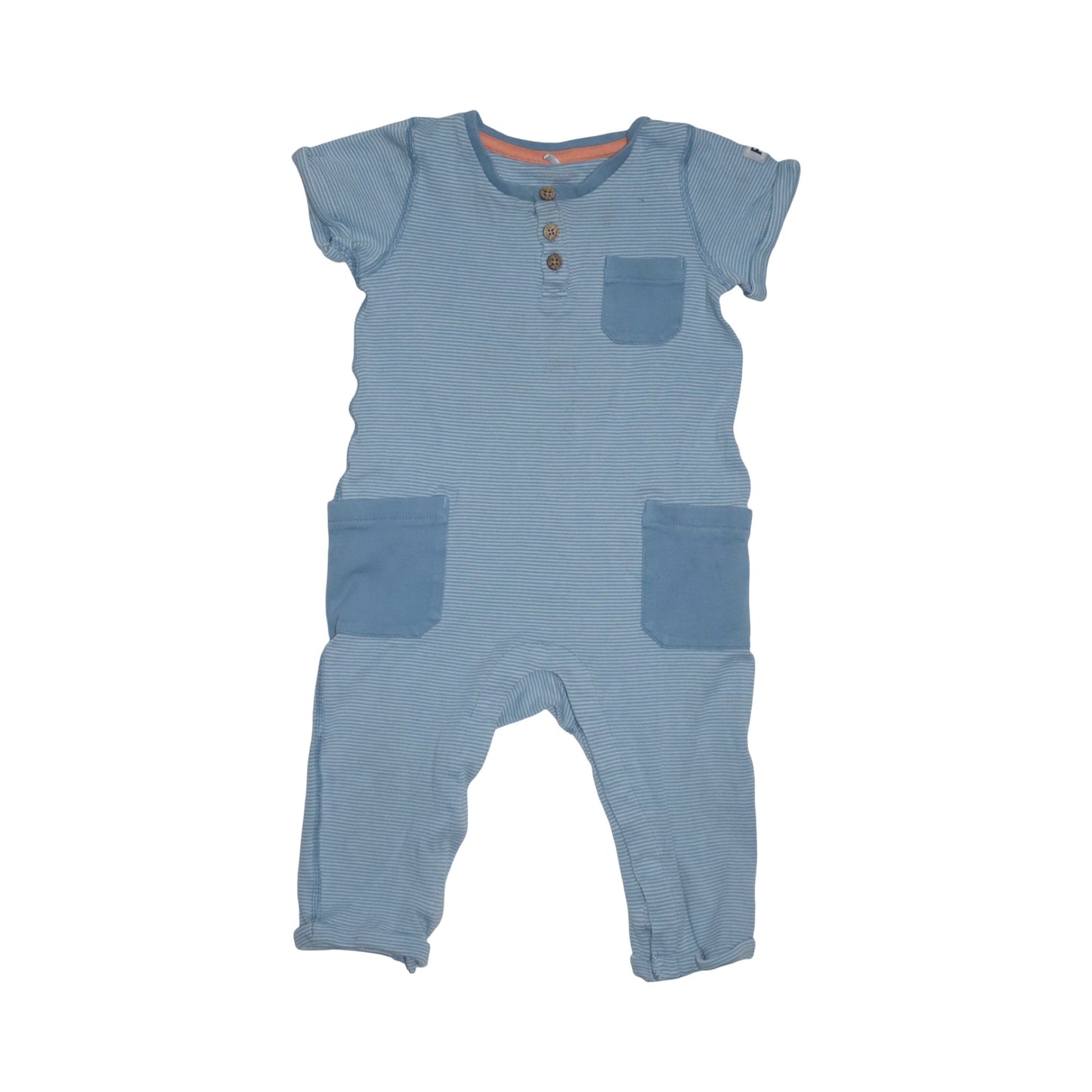 Kortärmad Byxdress/ Jumpsuit från POLARN O. PYRET - Storlek 74 - Ljusblå