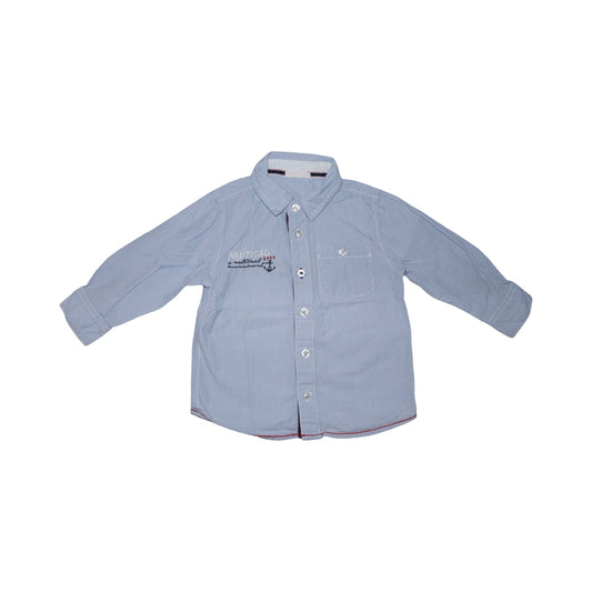 Långärmad Skjorta från LINDEX - Storlek 80 - Ljusblå & Vit