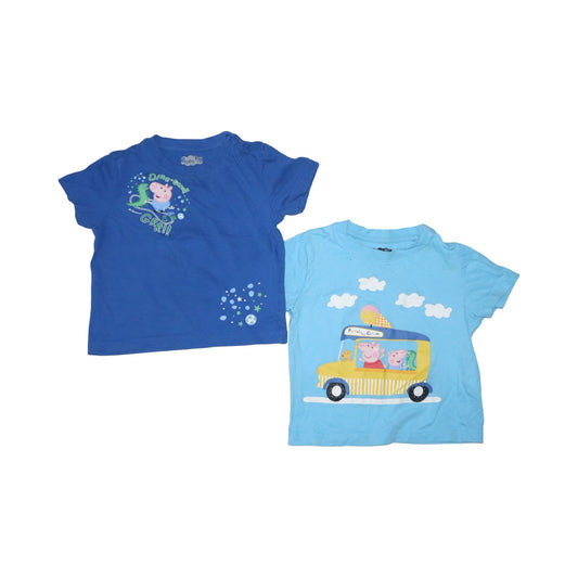 Kortärmad T-shirt (2 Pack) från Peppa Pig - Storlek 86/92 - Blå (Multi)