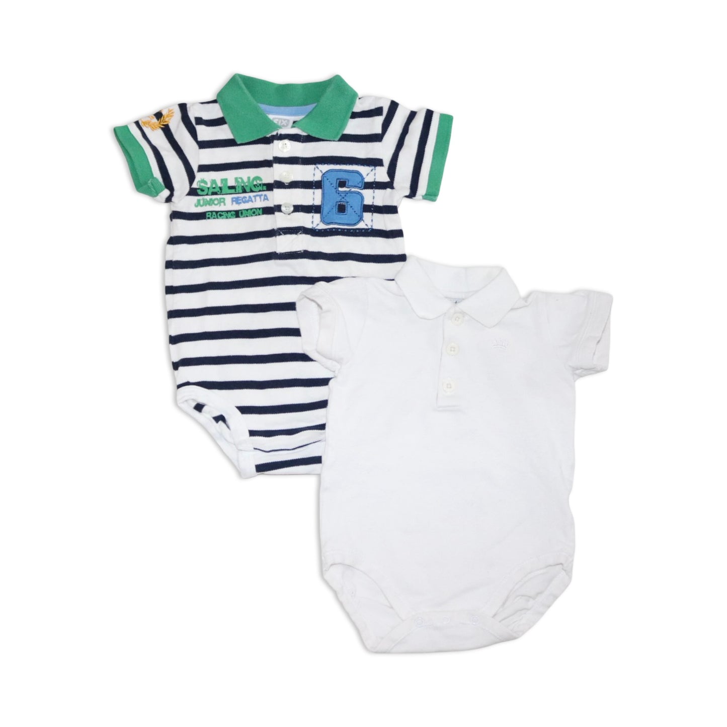 Kortärmad Body (2 Pack) från FIX & KappAhl - Storlek 68 - Vit & Grön (Multi)