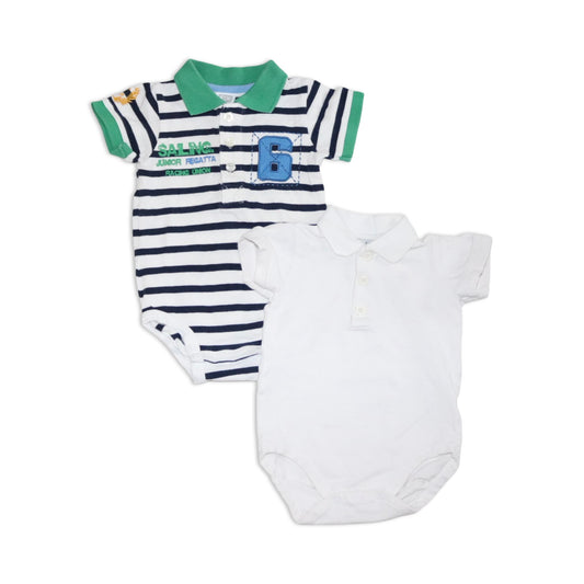 Kortärmad Body (2 Pack) från FIX & KappAhl - Storlek 68 - Vit & Grön (Multi)