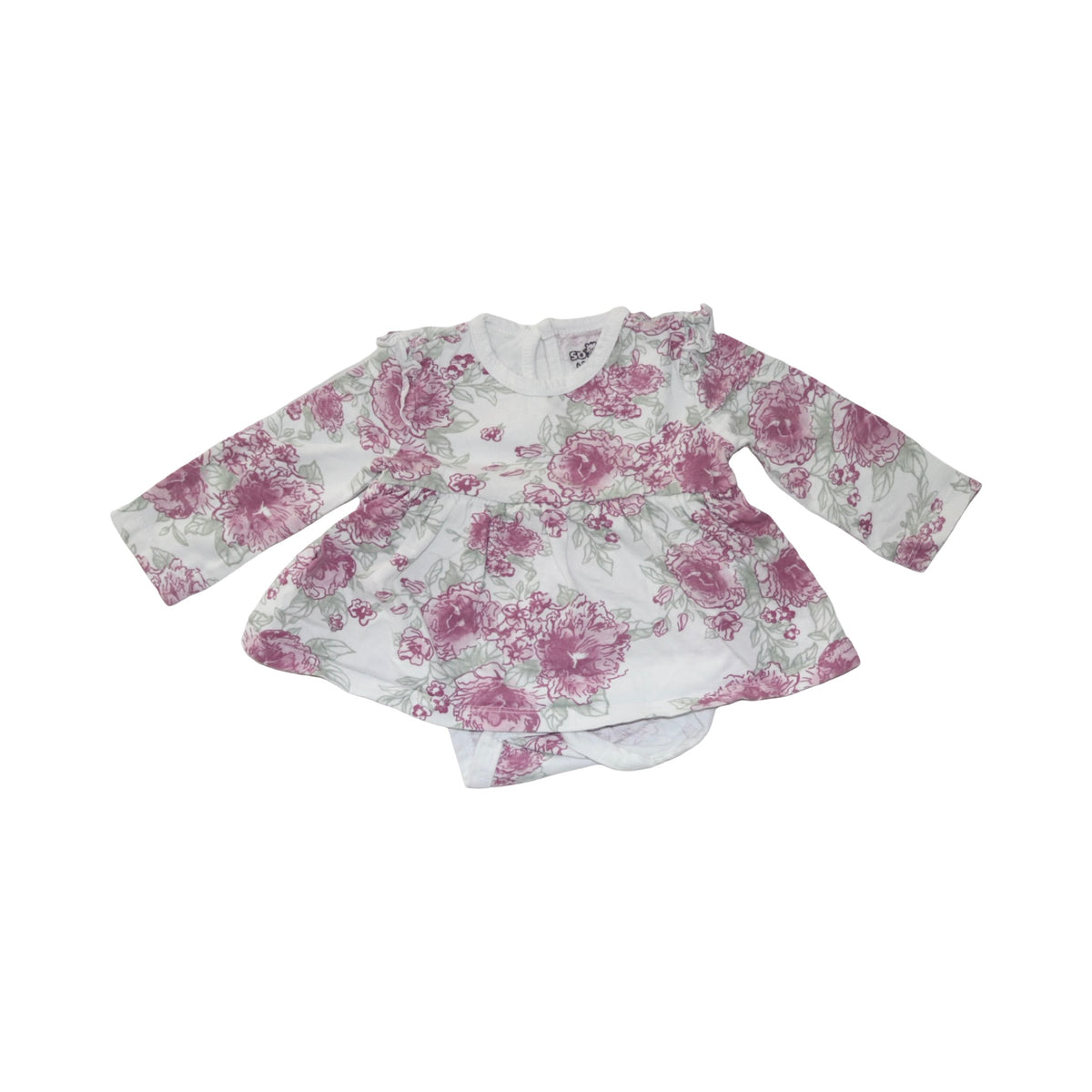 Långärmad Klänning med inbyggd Body från so cute - Storlek 68 - Vit & Rosa (Multi)