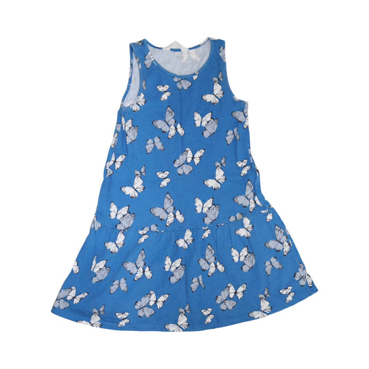 Linne Klänning från H&M - Storlek 122/128 - Blå & Vit (Multi)