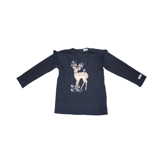 Långärmad T-shirt från newbie - Storlek 98/104 - Marinblå & Beige