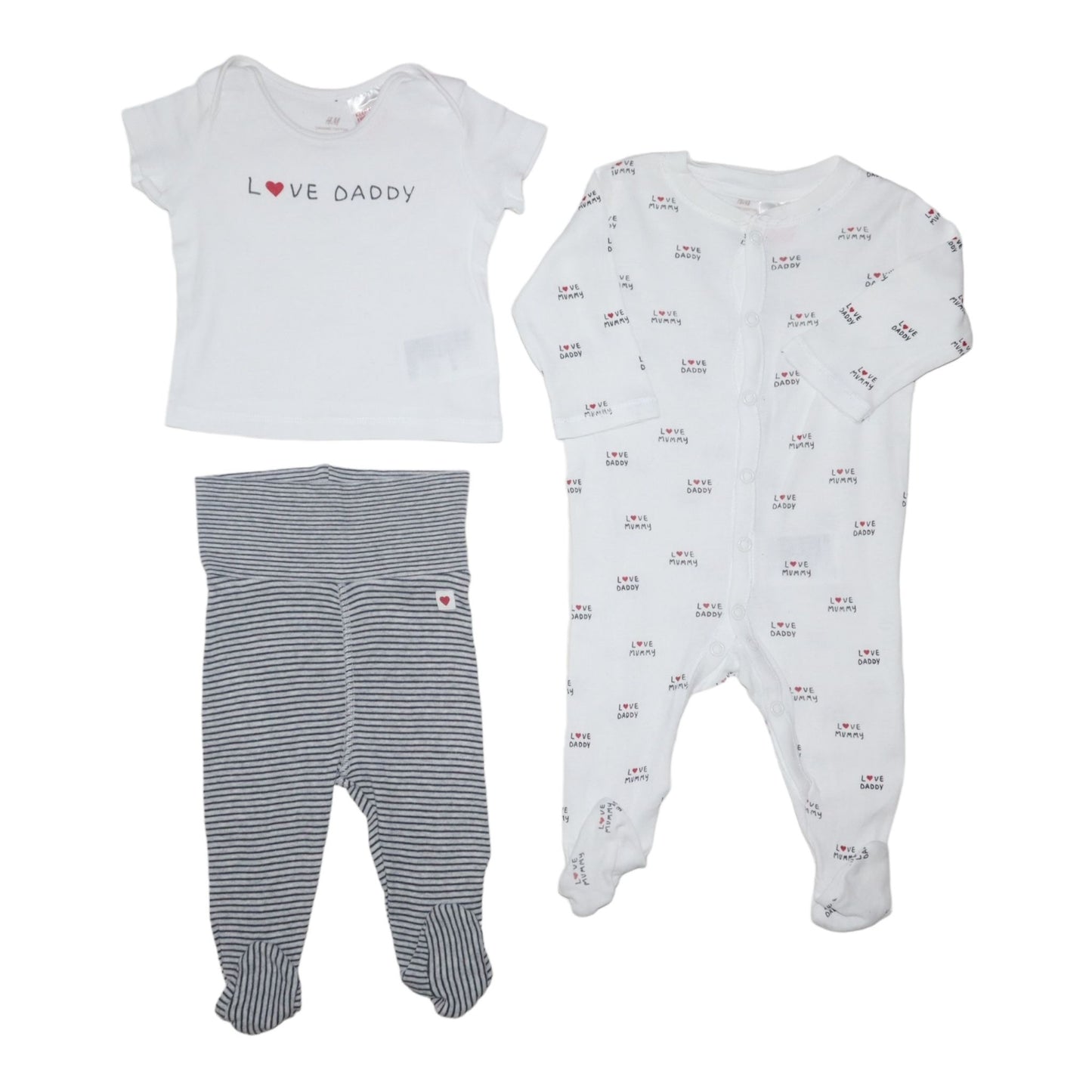 Paket med T-shirt & Byxor & Pyjamas Från H&M - Storlek 56 - Vit & Svart