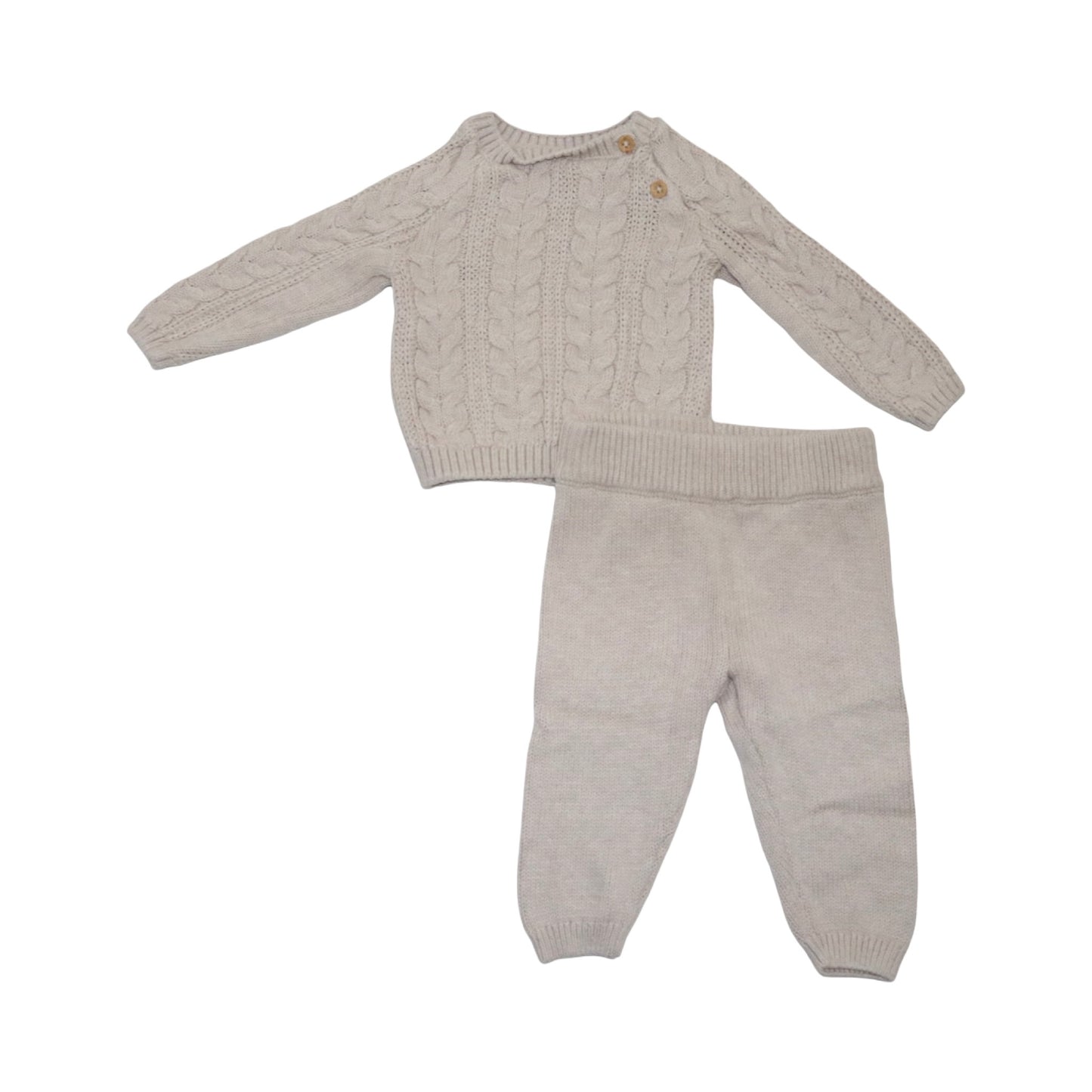 Stickad Tröja & Byxor Matchande Set från so cute - Storlek 68 - Beige