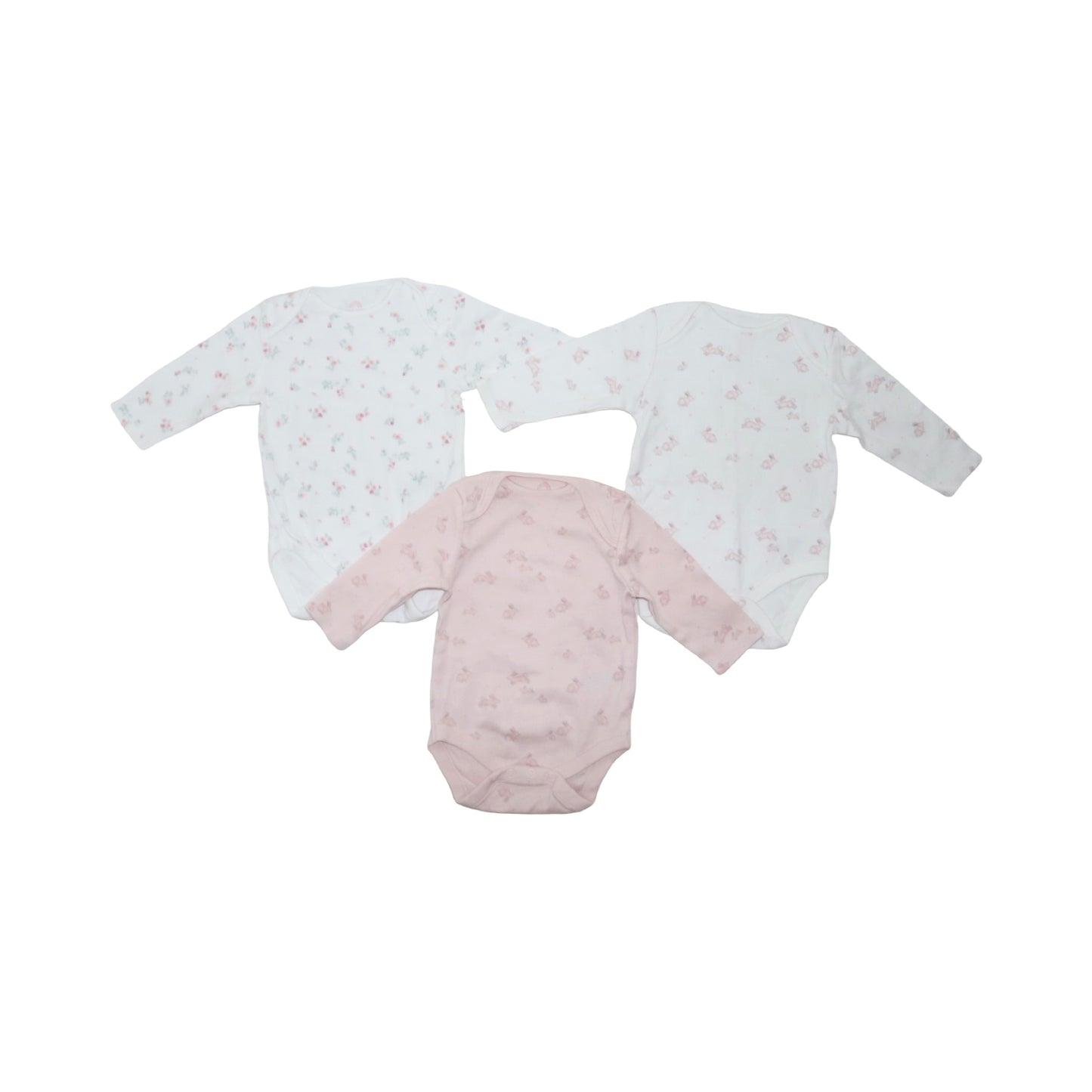 Långärmad Body (3 Pack) från NEXT baby - Storlek 68 - Vit & Ljusrosa (Multi)