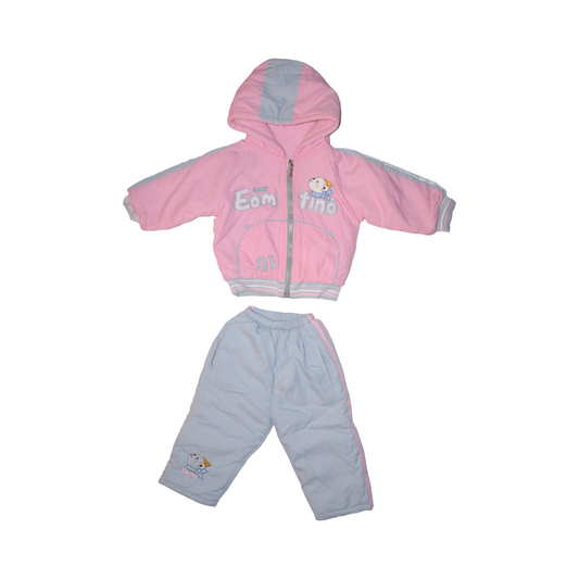 Vinter Set - Vinterjacka & Termobyxor - Storlek 86 - Rosa & Grå