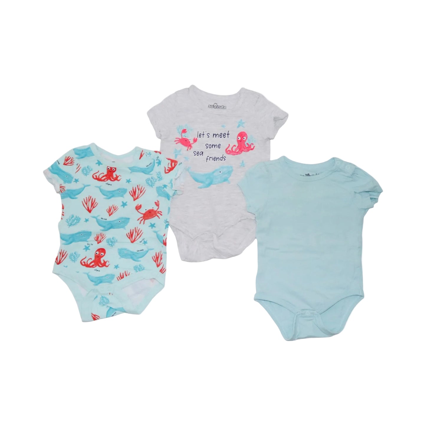 Kortärmad Body (3 Pack) från So cute & H&M - Storlek 68 - Ljusblå & Grå (Multi)