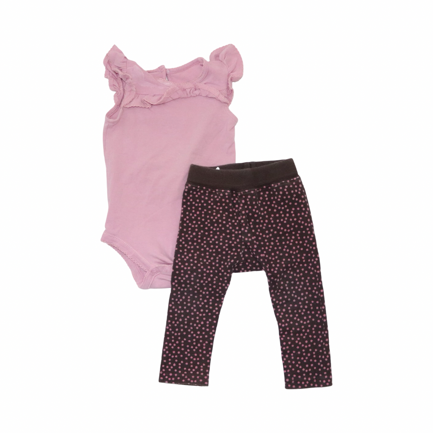 Kortärmad Body & Byxor Matchende Set från LINDEX - Storlek 68 - Ljusrosa & Brun (Multi)