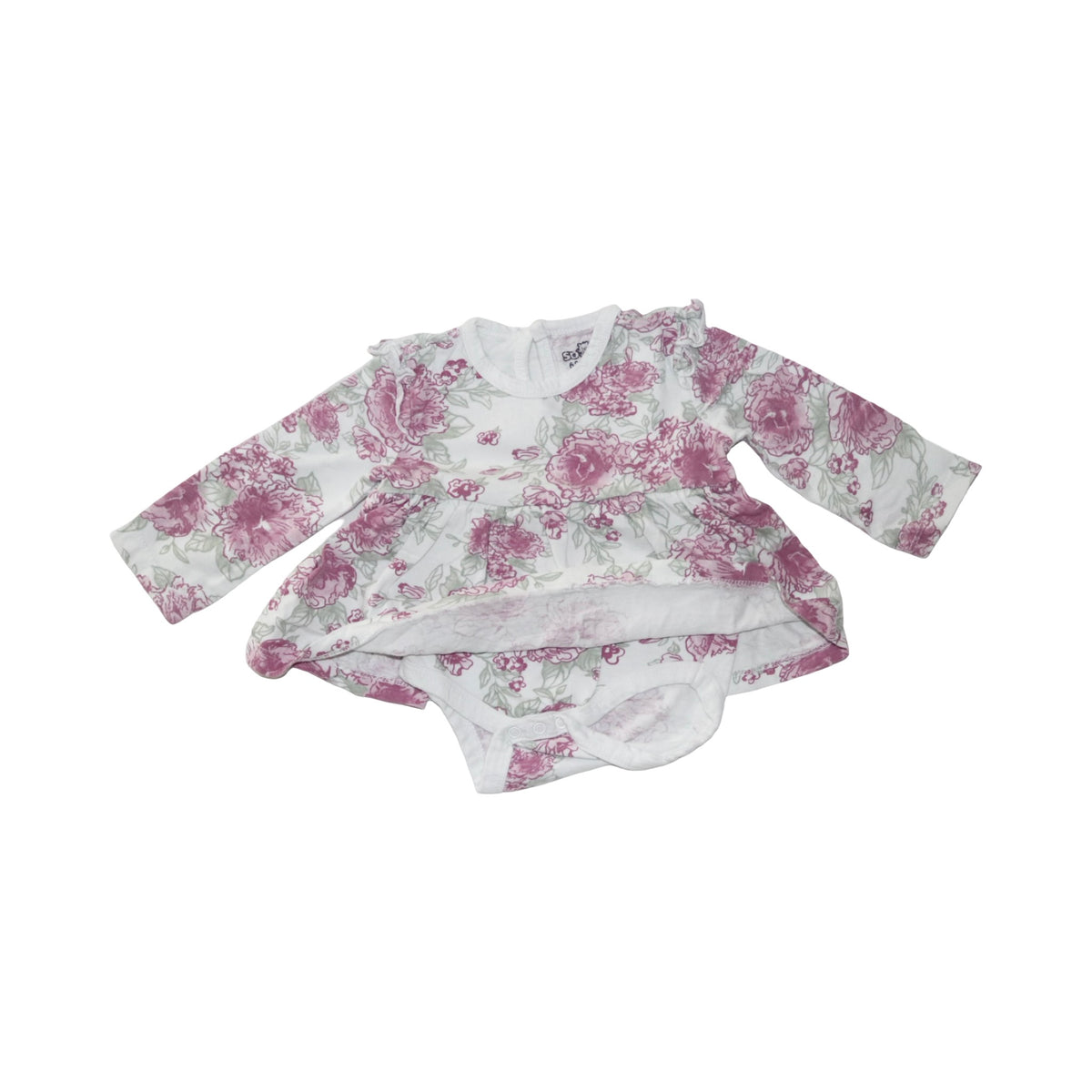Långärmad Klänning med inbyggd Body från so cute - Storlek 68 - Vit & Rosa (Multi)