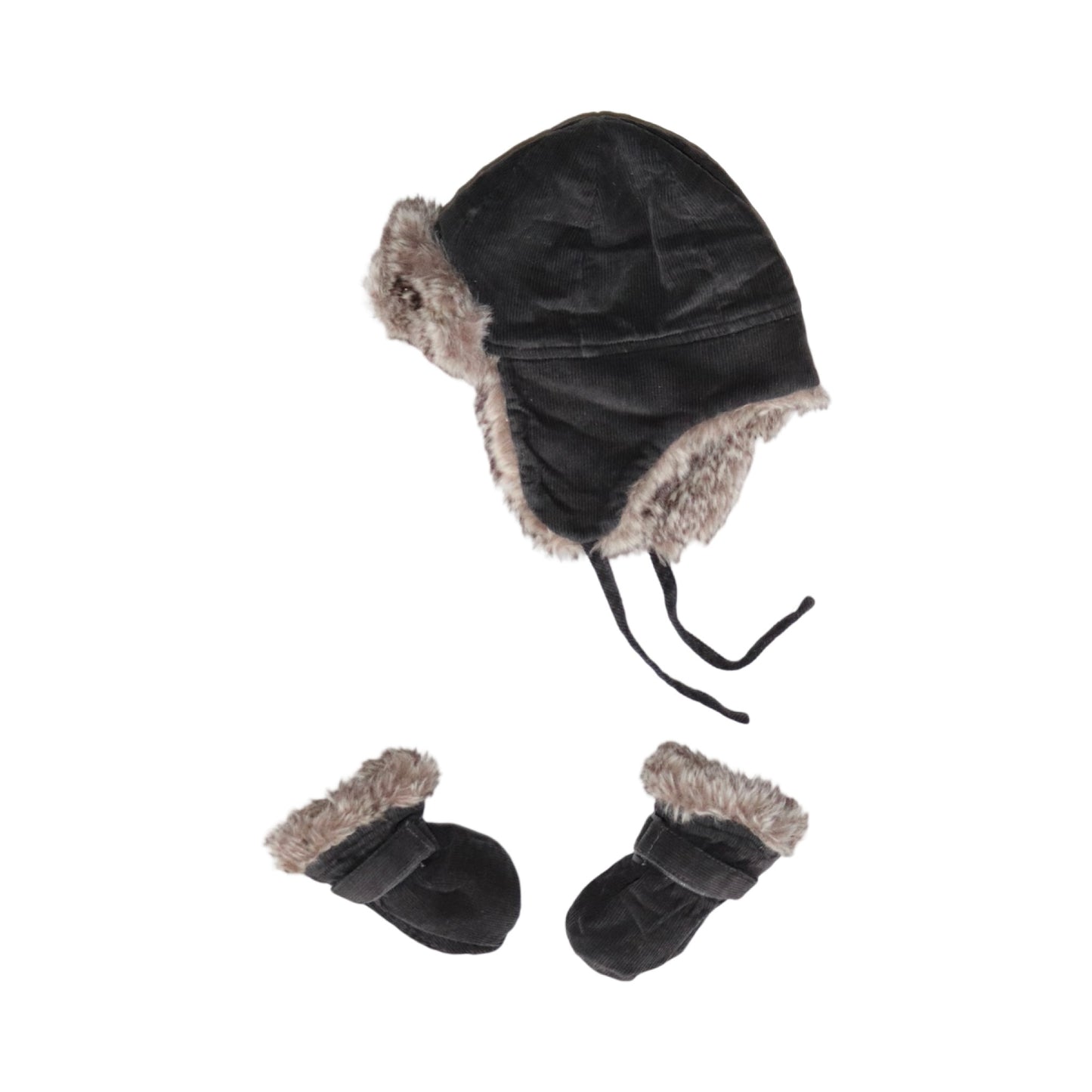 Mössa & Vantar Set från H&M - Storlek 68 - Svart & Beige