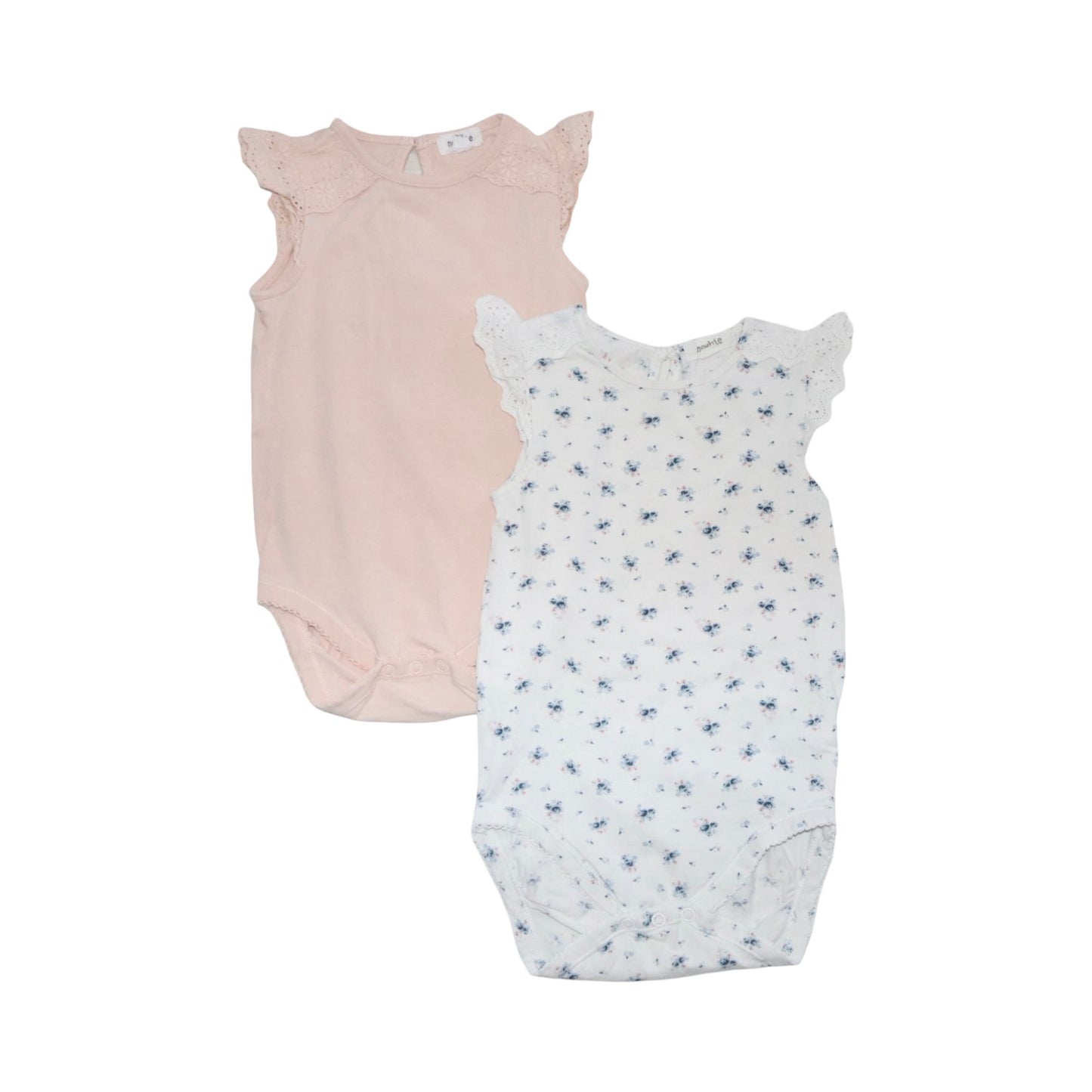 Kortärmad Body (2 Pack) från newbie - Storlek 86 - Ljusrosa & Vit (Multi)