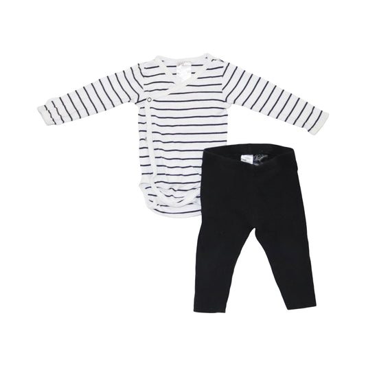 Body & Byxor Matchande Set från H&M - Storlek 68 - Vit & Svart