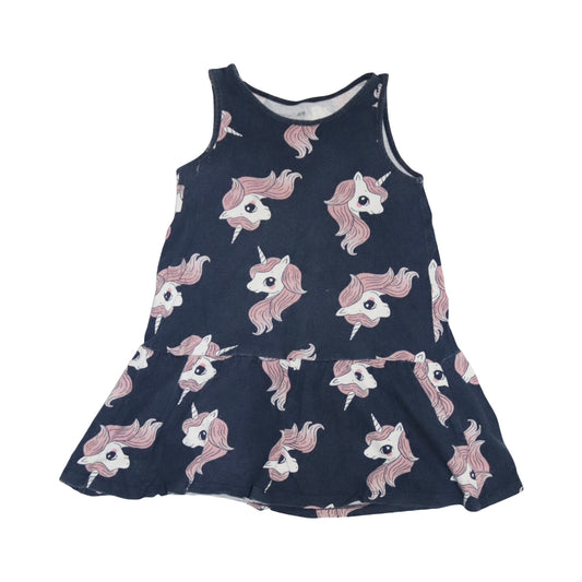 Linne Klänning från H&M - Storlek 110/116 - Marinblå & Rosa (Multi)