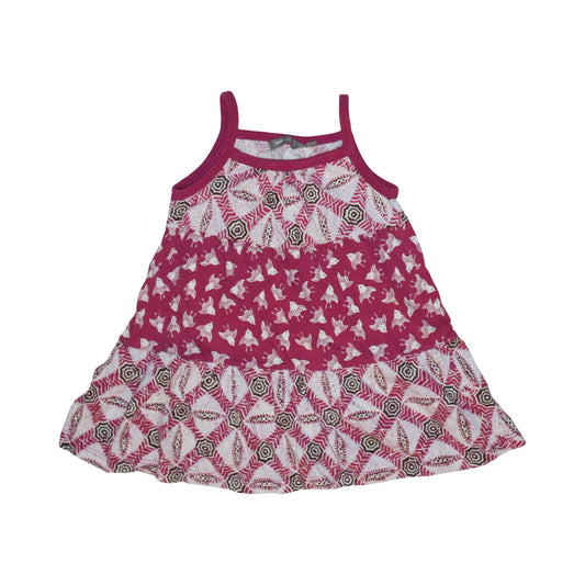 Linne Klänning från LINDEX - Storlek 92 - Rödbrun & Vit (Multi)