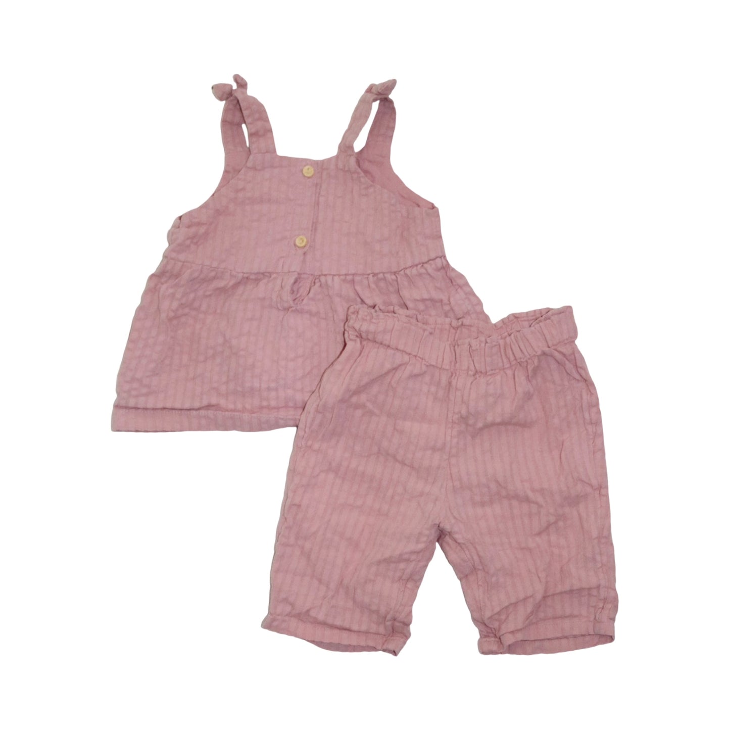 Linne Klänning & Byxor Matchande Set från H&M - Storlek 68 - Rosa