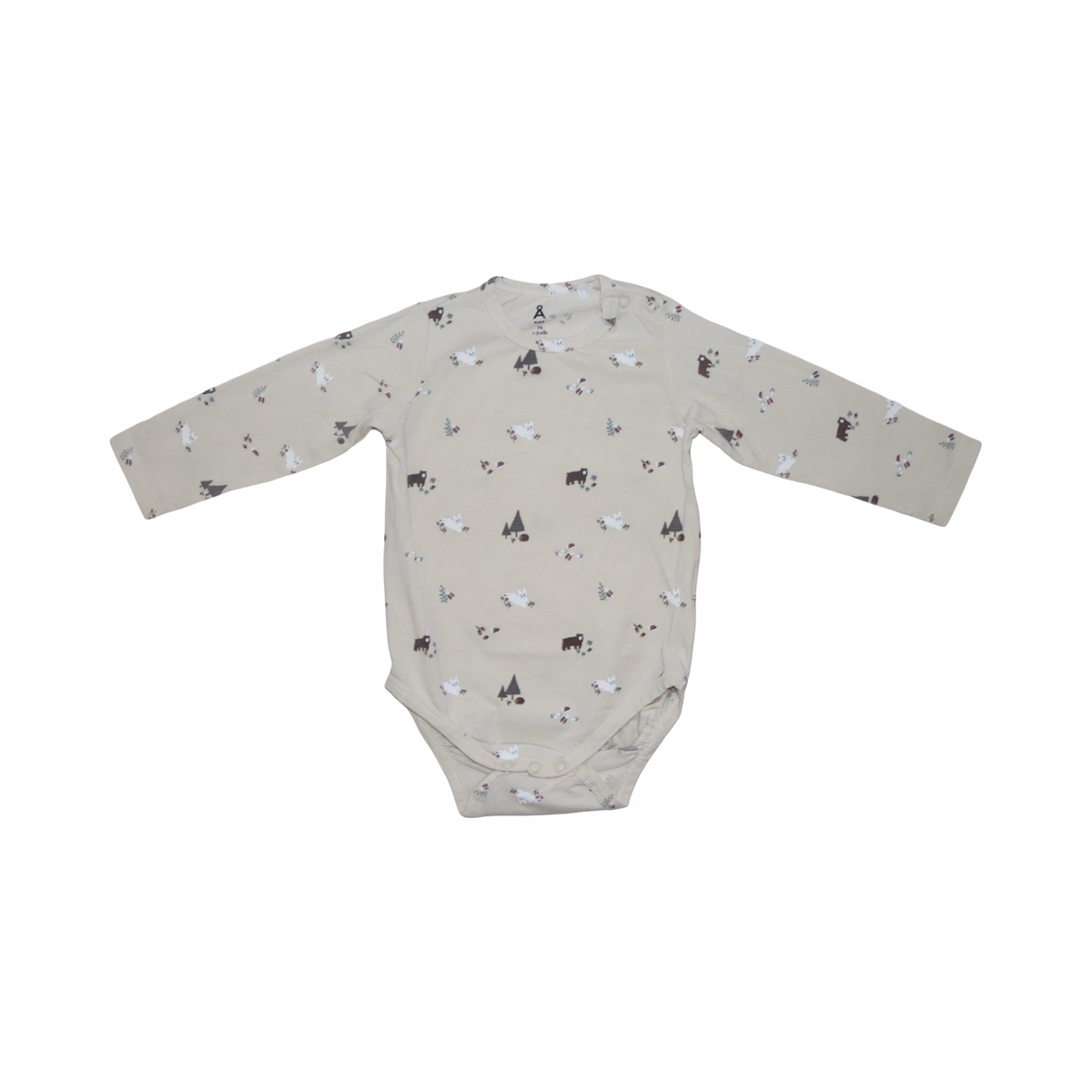 Långärmad Body från Åhlens - Storlek 74 - Beige (Multi)