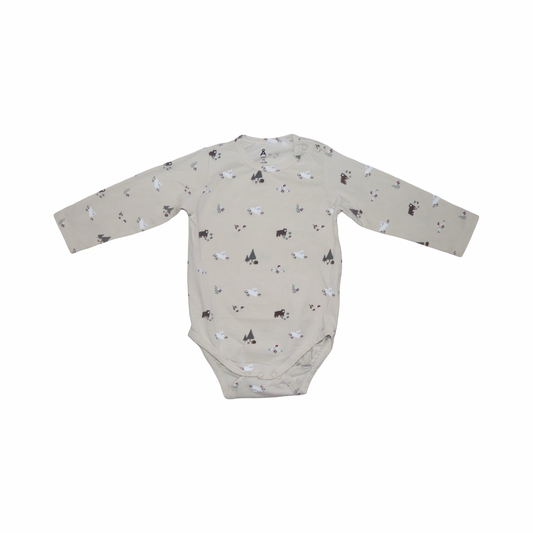 Långärmad Body från Åhlens - Storlek 74 - Beige (Multi)