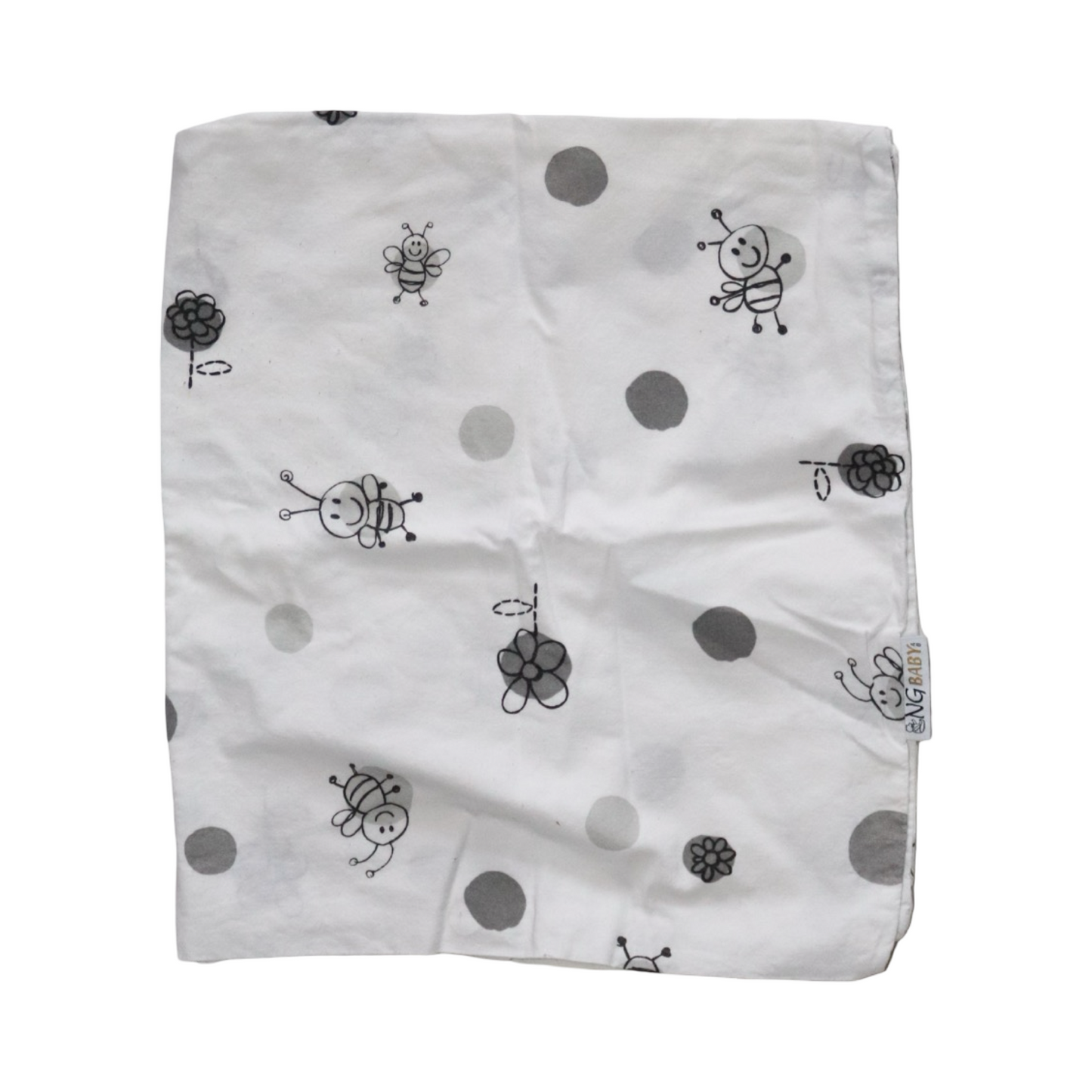 Påslakan & Lakan Set från NG BABY - Storlek 72cm x 63cm - Vit & Grå (Multi)