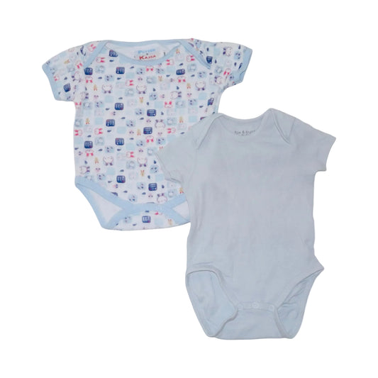 Kortärmad Body (2 Pack) från PETTER & KAJSA & Fox & bunny - Storlek 68 - Ljusblå (Multi)