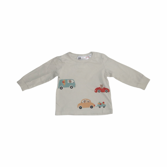 Långärmad T-shirt från H&M - Storlek 68 - Benvit (Multi)