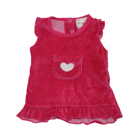 Linne Klänning från BABY - Storlek 74 - Rosa & Vit
