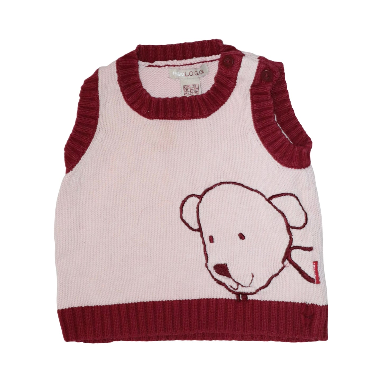 Stickad Väst frän H&M - Storlek 74 - Ljusrosa & Rödbrun