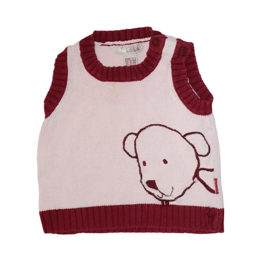 Stickad Väst frän H&M - Storlek 74 - Ljusrosa & Rödbrun