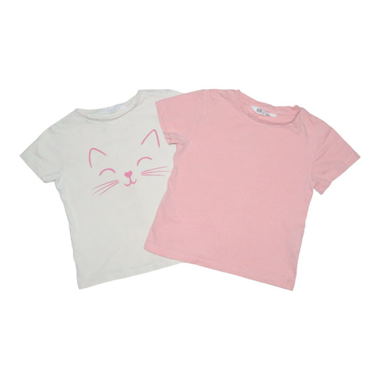 T-shirt (2 Pack) från H&M - Storlek 98/104 - Benvit & Rosa