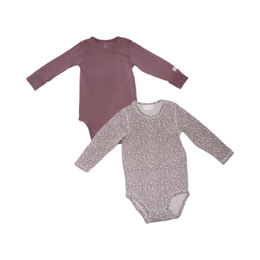 Långärmad Body (2 Pack) från LINDEX - Storlek 74 - Rödbrun & Grå (Multi)