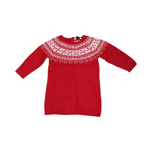 Långärmad Jul Klänning från Cubus - Storlek 80 - Röd & Vit