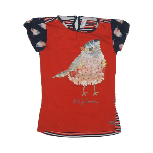 Kortärmad T-shirt från Jill - Storlek 110/116 - Orange & Svart (Multi)