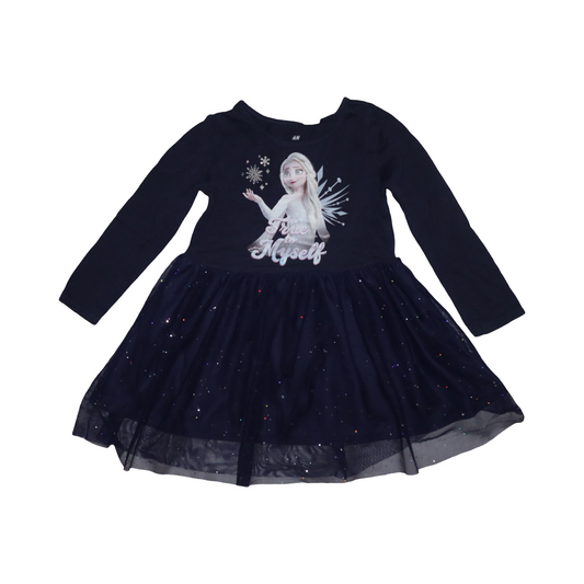 DISNEY Långärmad Klänning från H&M - Storlek 98/104 - Mörkblå (Multi)