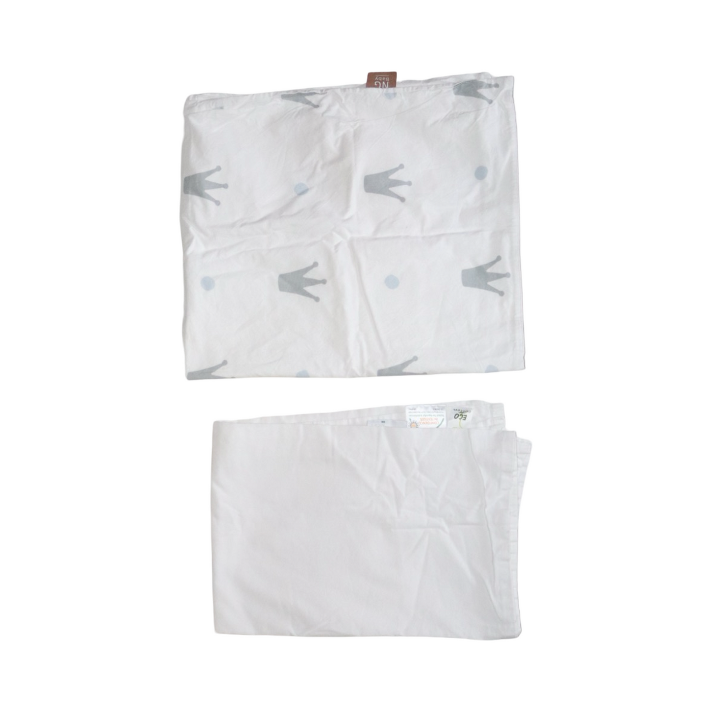 Påslakan & Lakan Set från NG BABY - Storlek 75cm x 65cm - Vit & Grå