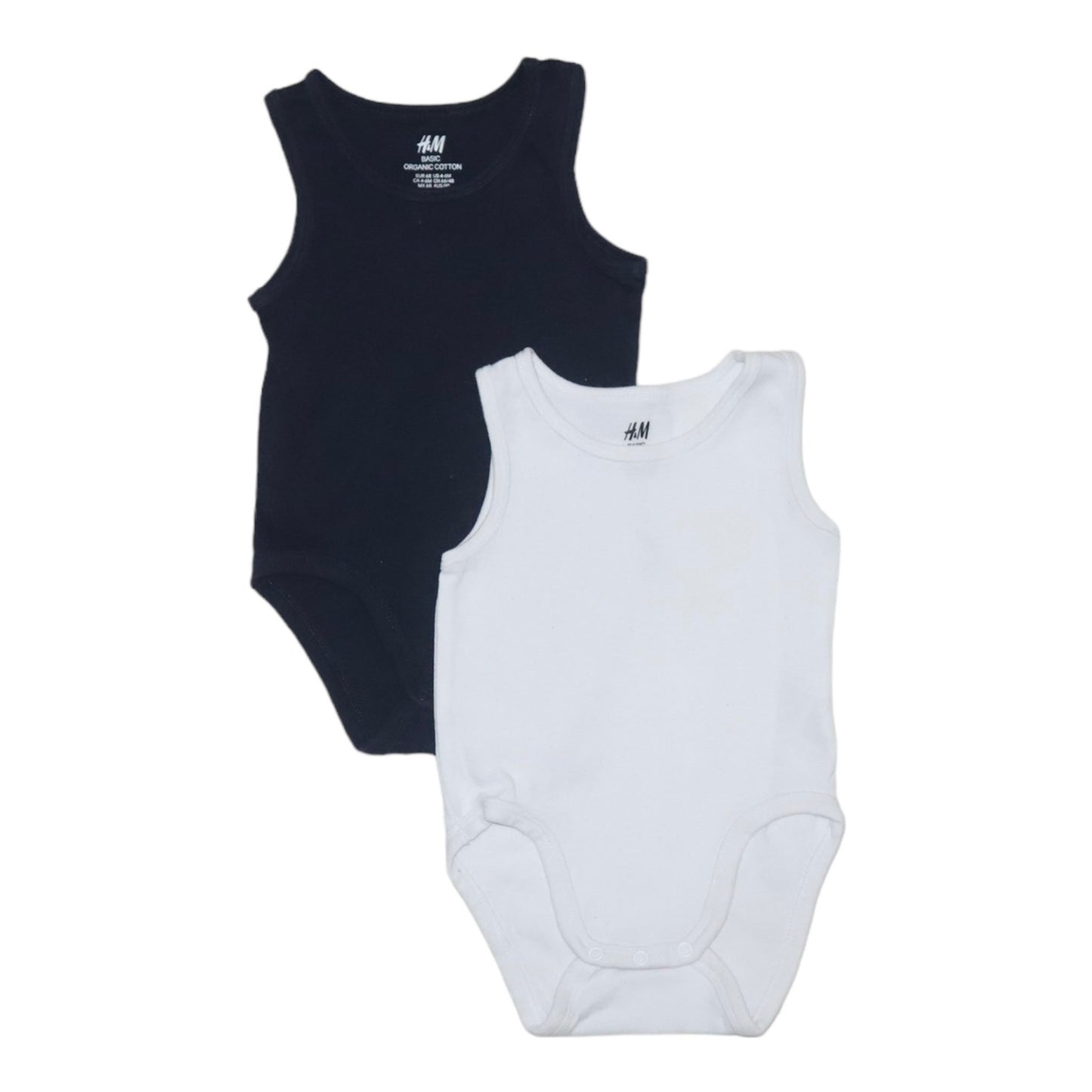 Linne Body (2 pack) från H&M - Storlek 68 - Vit & Mörkblå