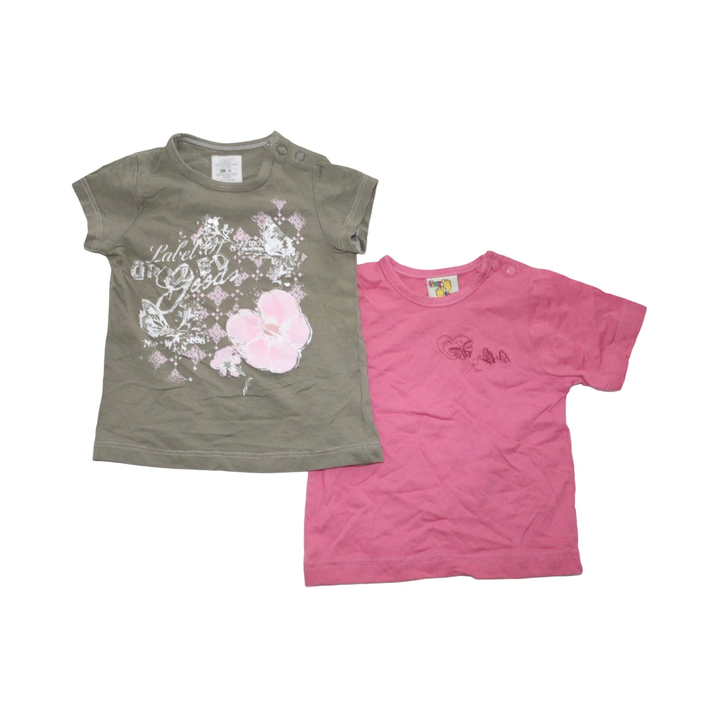 Kortärmad T-shirt (2 Pack) frän  L.O.G.G H&M & tiny toes - Storlek 74 - Olivgrön & Rosa (Multi)