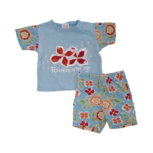 T-shirt & Shorts Matchande Set från H&M - Storlek 80 - Ljusblå & Röd (Multi)