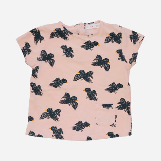 Kortärmad T-shirt från minimarket - Storlek 86/92 - Ljusrosa & Svart