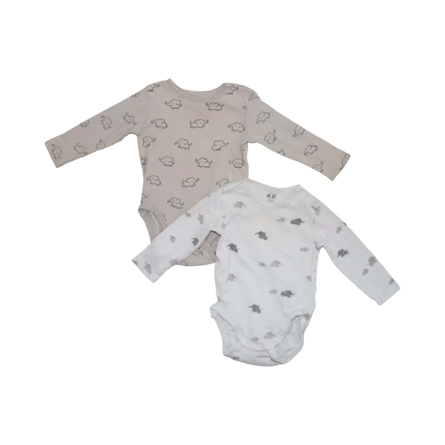 Långärmad Body (2 Pack) från H&M - Storlek 68 - Beige & Vit (Multi)