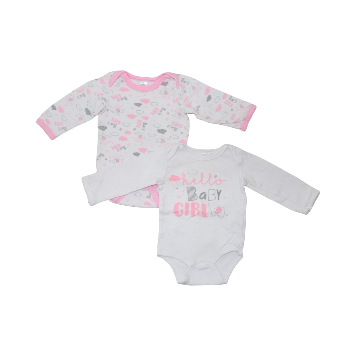 Långärmad Body (2 Pack) - Storlek 68 - Vit & Rosa (Multi)