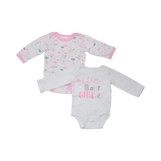 Långärmad Body (2 Pack) - Storlek 68 - Vit & Rosa (Multi)