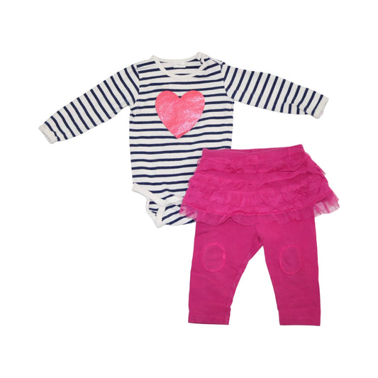 Body & Byxor Matchande Set från H&M & LINDEX - Storlek 68 - Vit & Rosa (Multi)