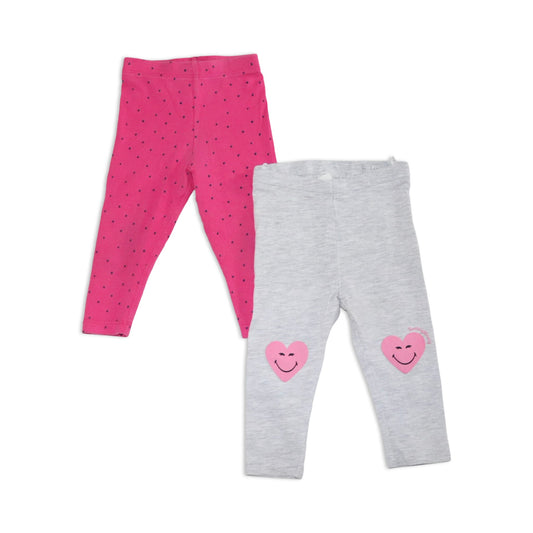 Leggings Byxor (2 Pack) från FRED & FLO & H&M - Storlek 74 - Rosa & Grå (Multi)