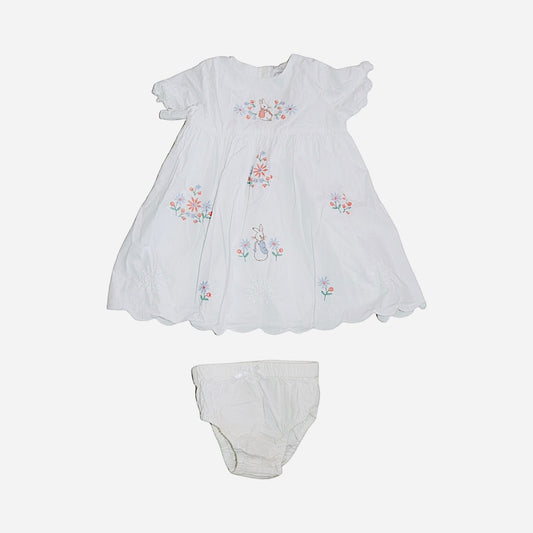 Kortärmad Klänning & Trosor Matchande Set Från M&S - Storlek 80 - Vit (Multi)