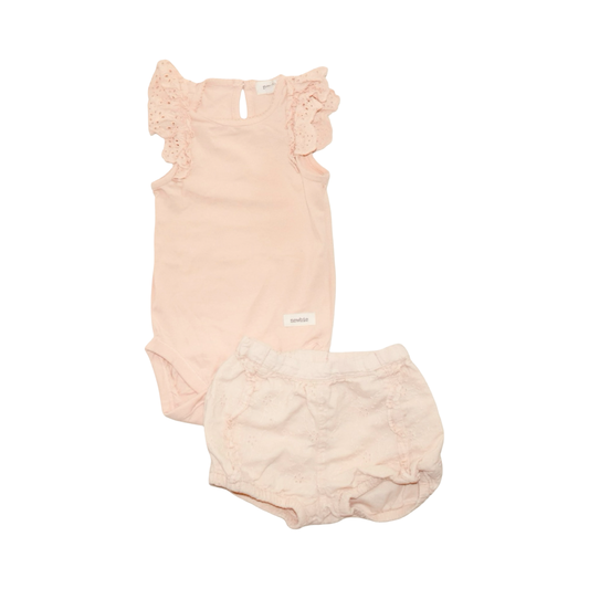 Kortärmad Body & Shorts Matchande Set från newbie - Storlek 68 - Orange