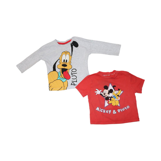 T-shirt (2 Pack) från DISNEY - Storlek 80 - Grå & Röd (Multi)
