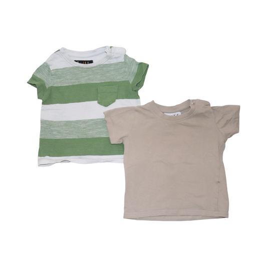 Kortärmad T-shirt (2 Pack) från SKILL & TILLY & MODDOX - Storlek 74 - Grön & Beige (Multi)
