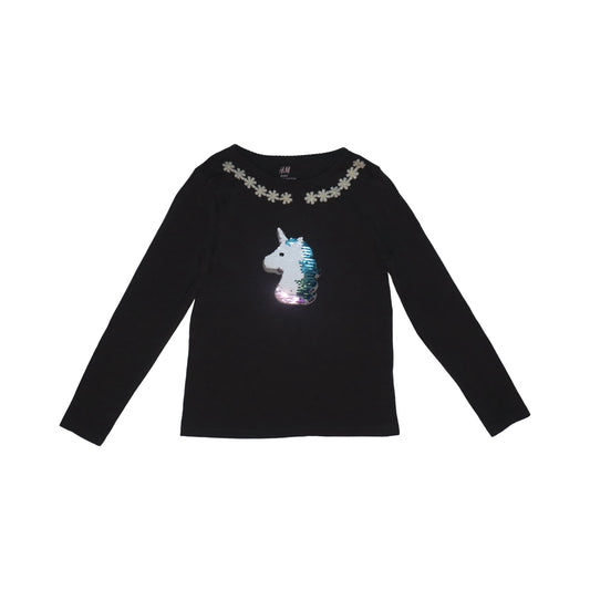 Långärmad T-shirt från H&M - Storlek 122/128 - Svart (Multi)